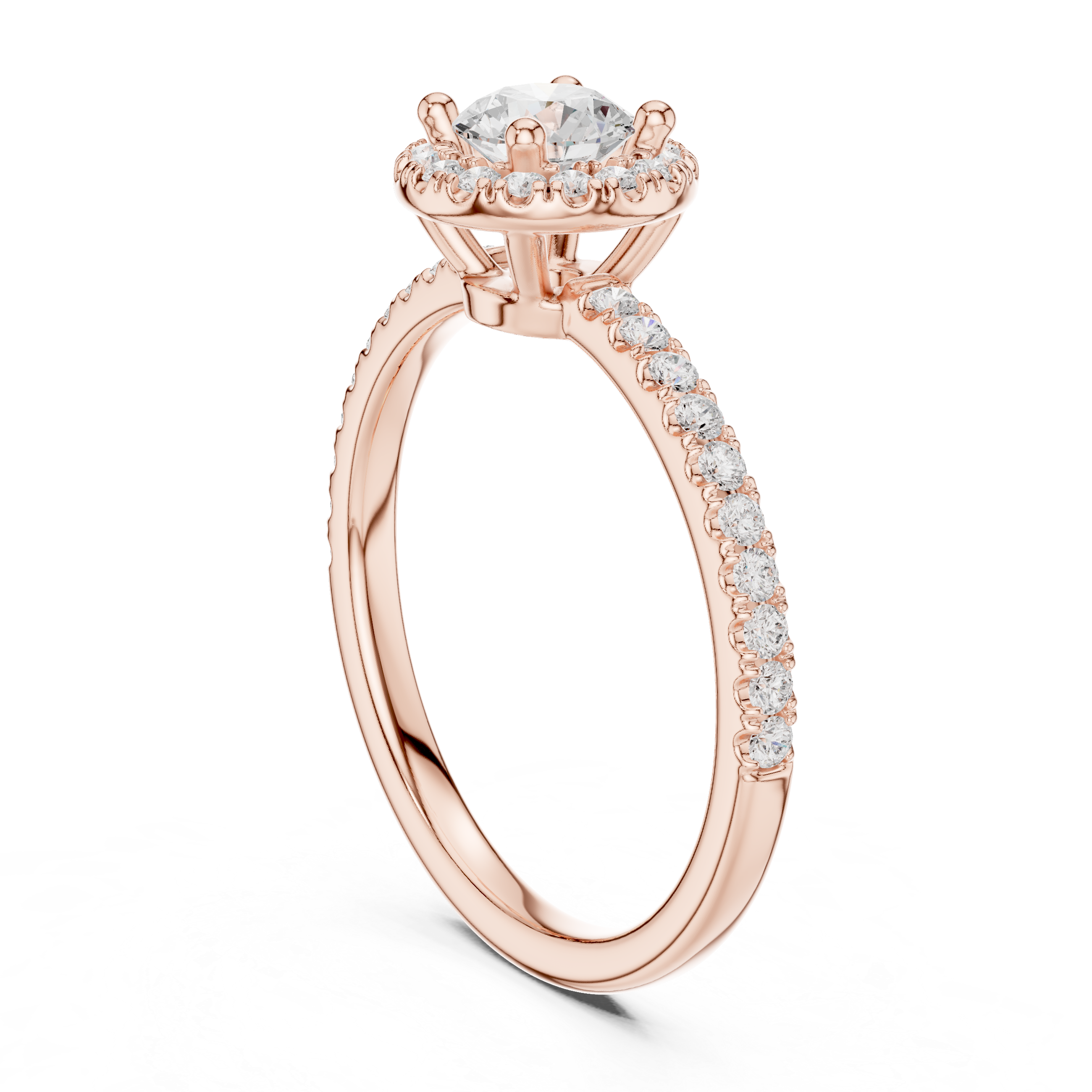 Gold 1Ct Petal Cluster Halo Round Lab Grown Diamond Zalya Ring