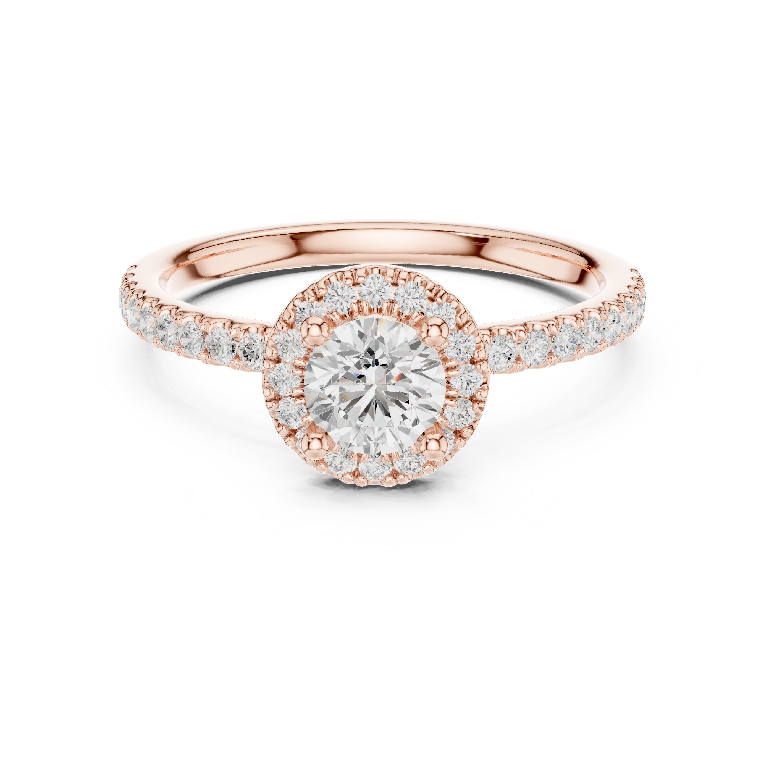 Gold 1Ct Petal Cluster Halo Round Lab Grown Diamond Zalya Ring