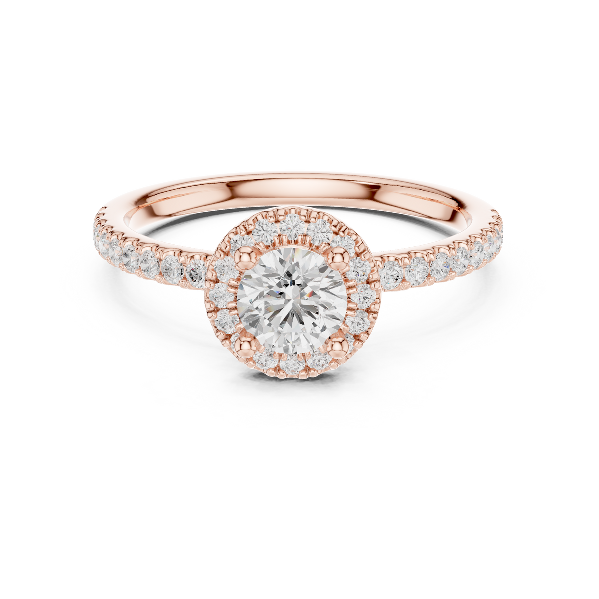 Gold 1Ct Petal Cluster Halo Round Lab Grown Diamond Zalya Ring