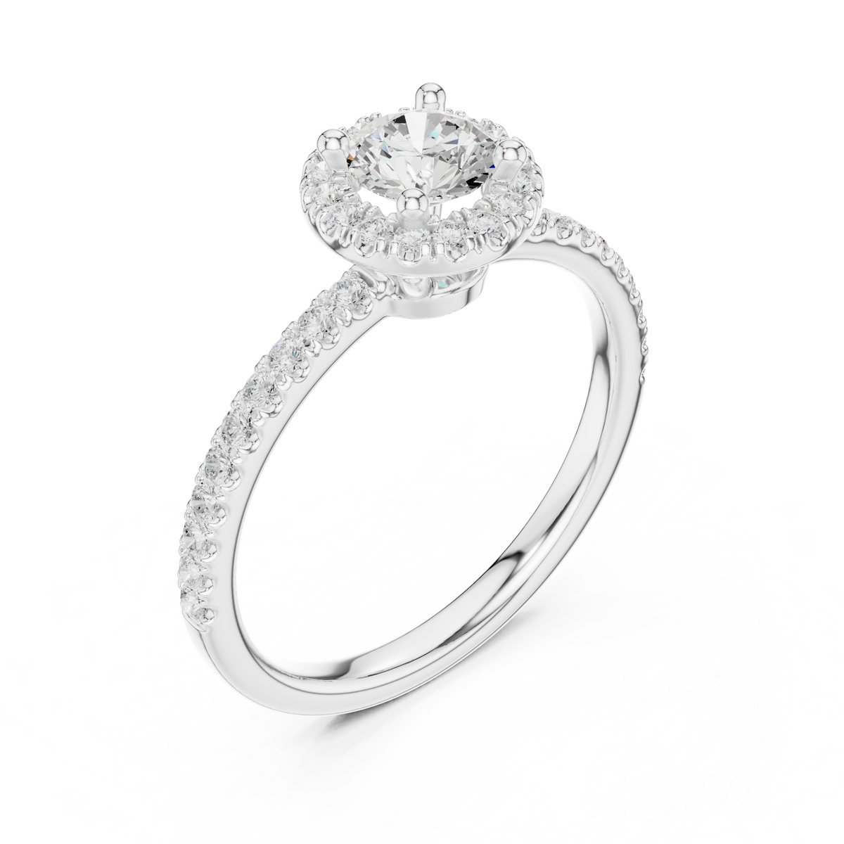 Gold 1Ct Petal Cluster Halo Round Lab Grown Diamond Zalya Ring