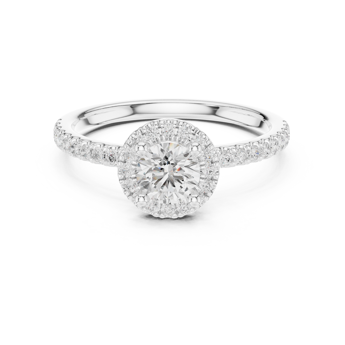 Gold 1Ct Petal Cluster Halo Round Lab Grown Diamond Zalya Ring