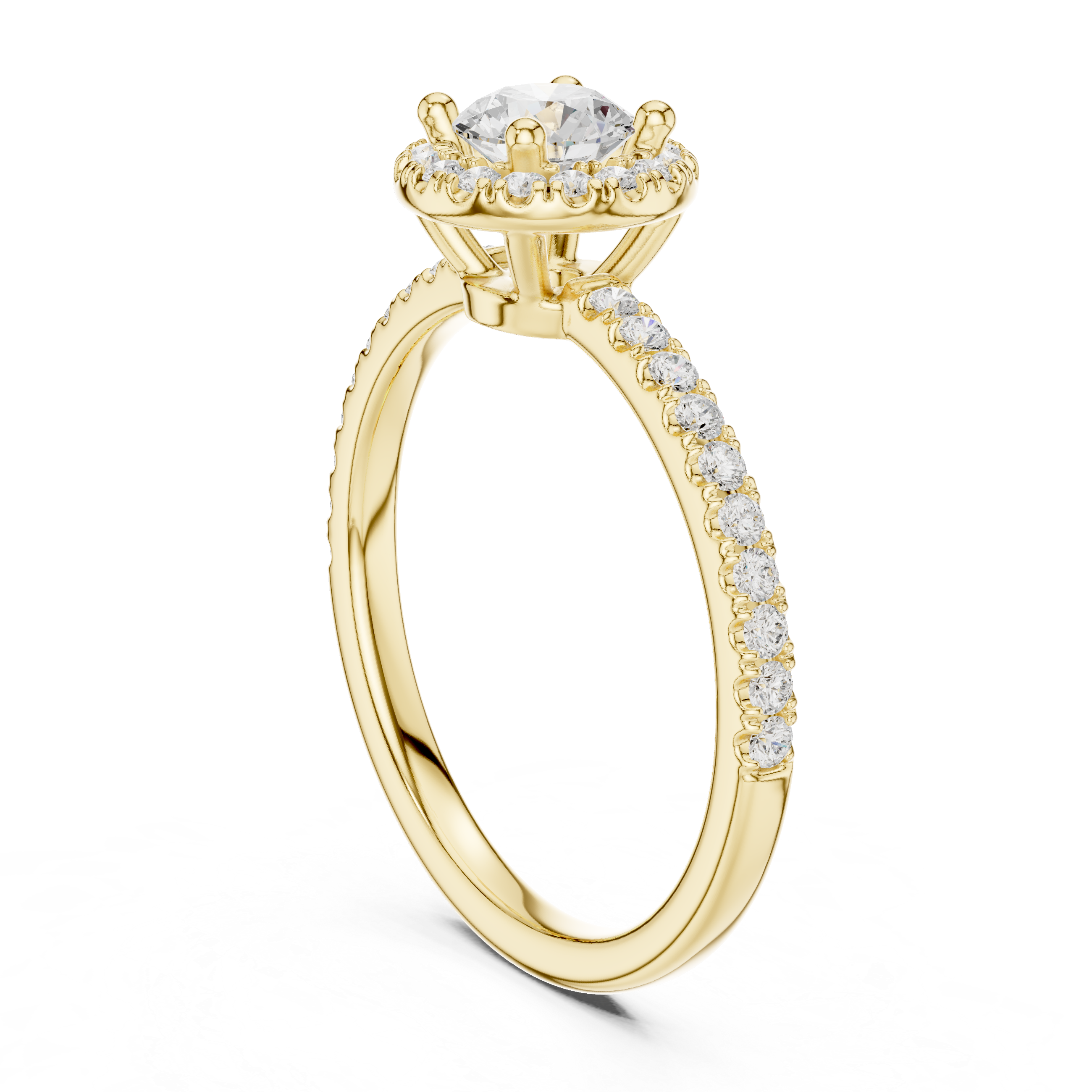 Gold 1Ct Petal Cluster Halo Round Lab Grown Diamond Zalya Ring