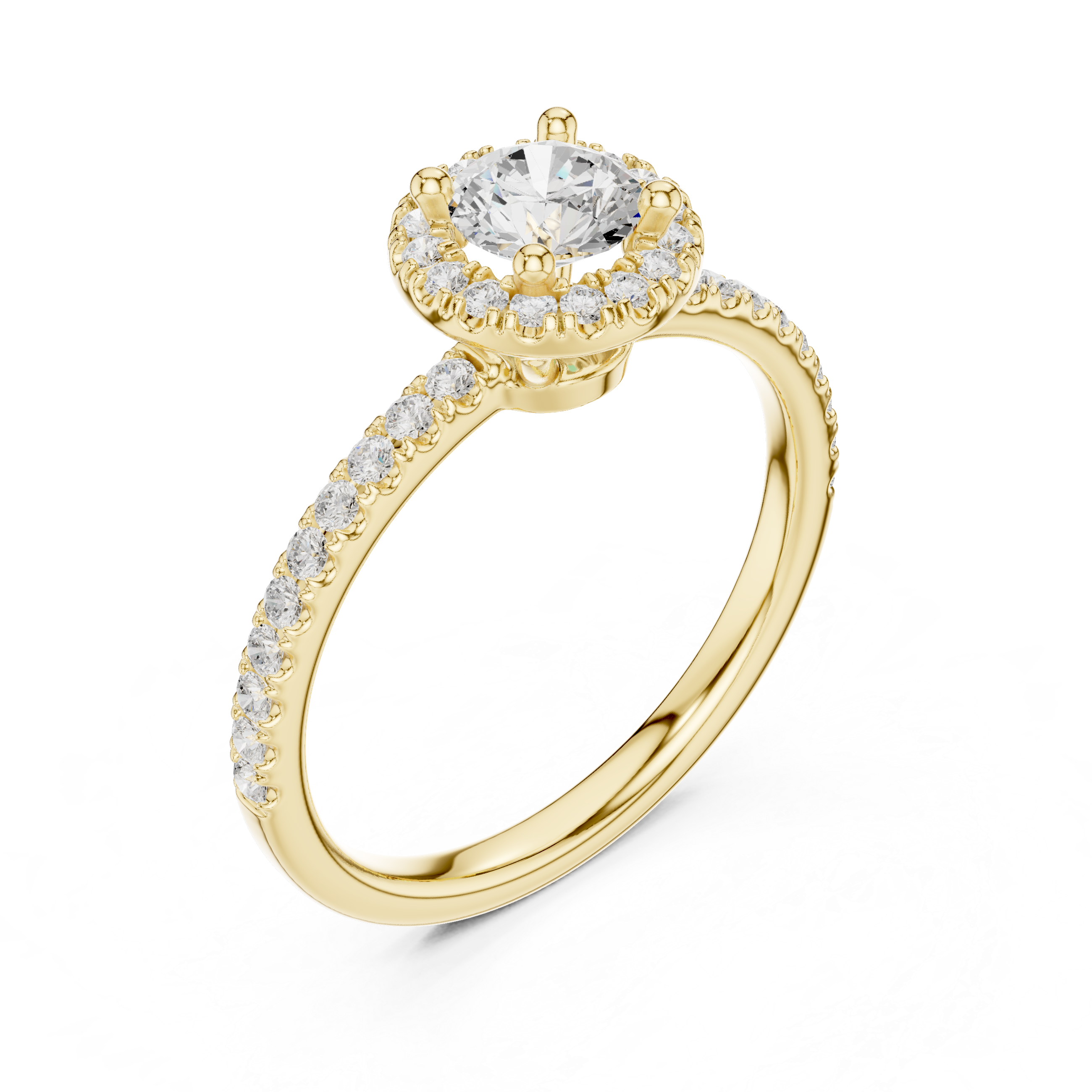 Gold 1Ct Petal Cluster Halo Round Lab Grown Diamond Zalya Ring