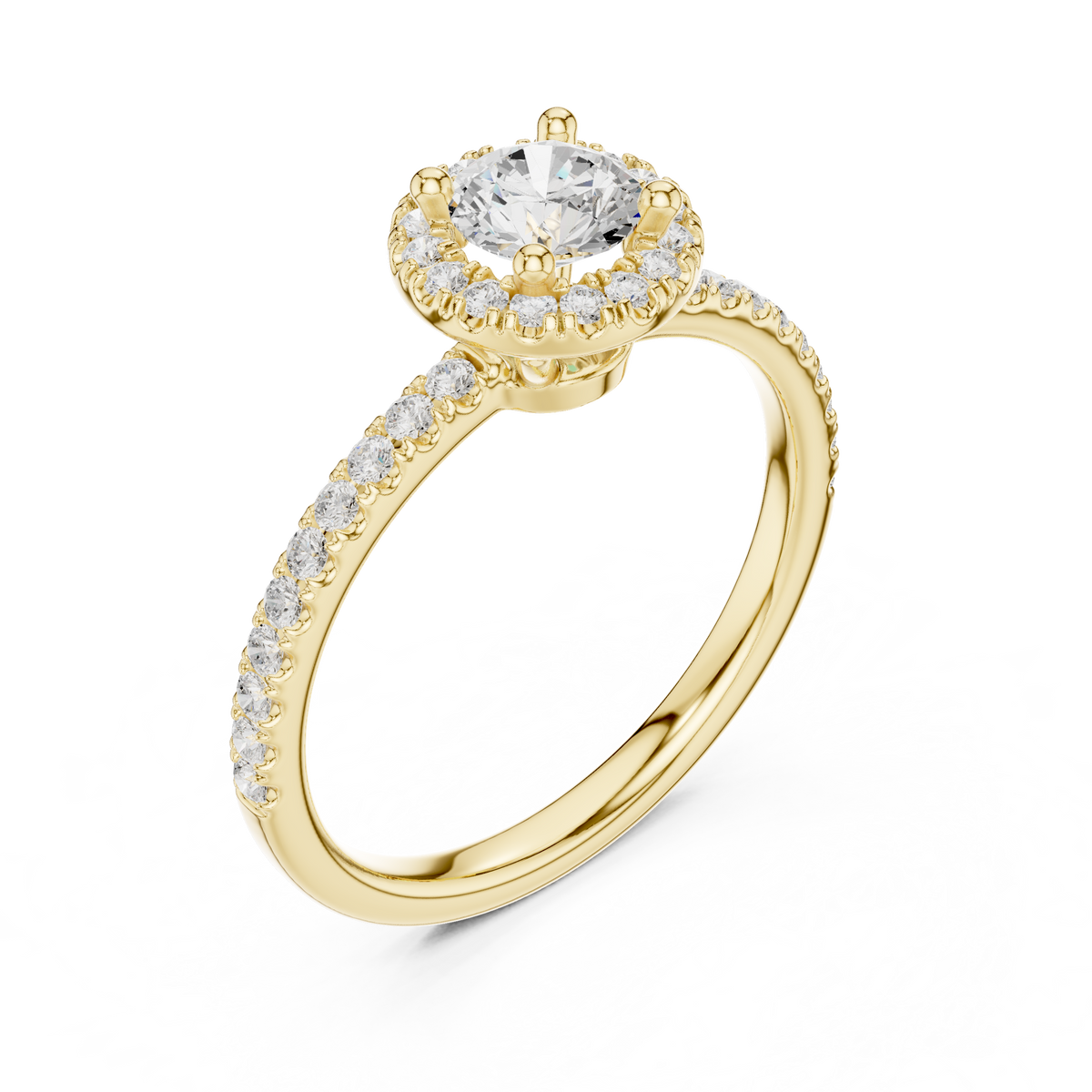 Gold 1Ct Petal Cluster Halo Round Lab Grown Diamond Zalya Ring