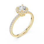 Gold 1Ct Petal Cluster Halo Round Lab Grown Diamond Zalya Ring