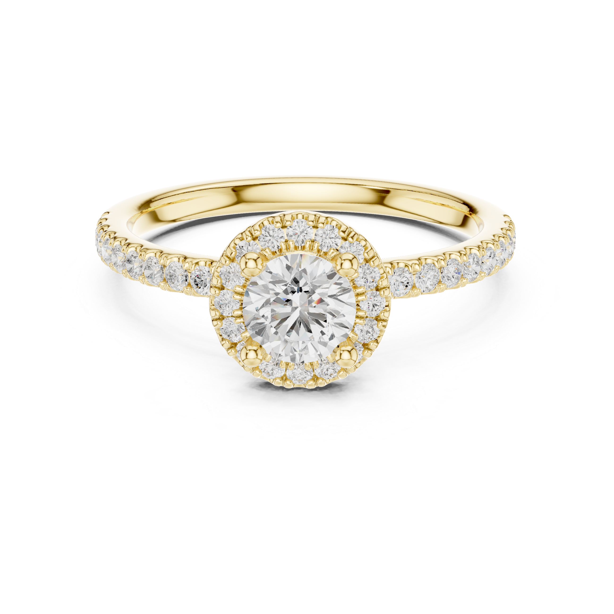 Gold 1Ct Petal Cluster Halo Round Lab Grown Diamond Zalya Ring