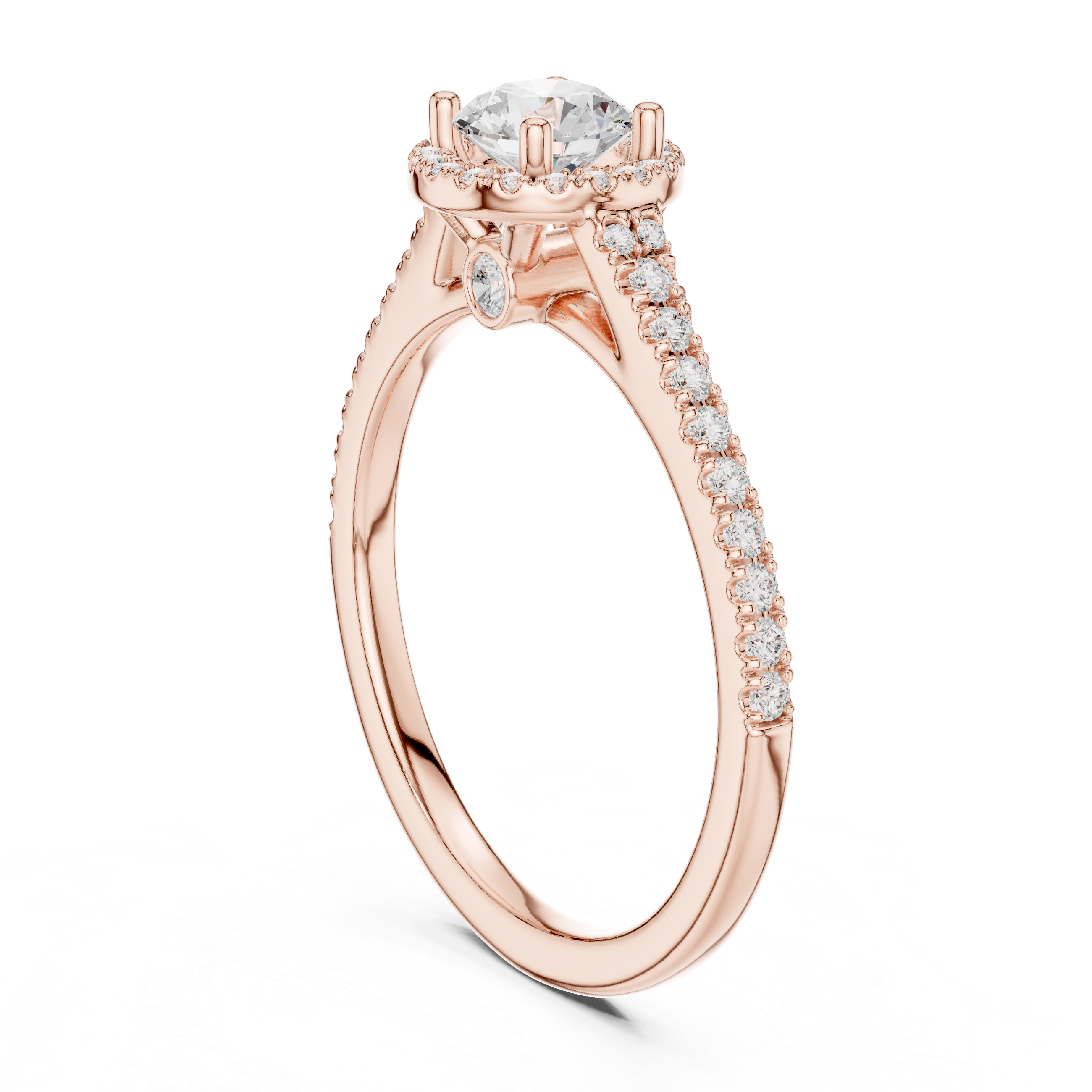 Gold 1Ct Halo Setting Classic Design Round Lab Grown Diamond Xandor Ring