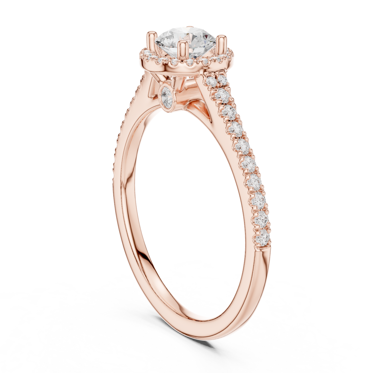 Gold 1Ct Halo Setting Classic Design Round Lab Grown Diamond Xandor Ring