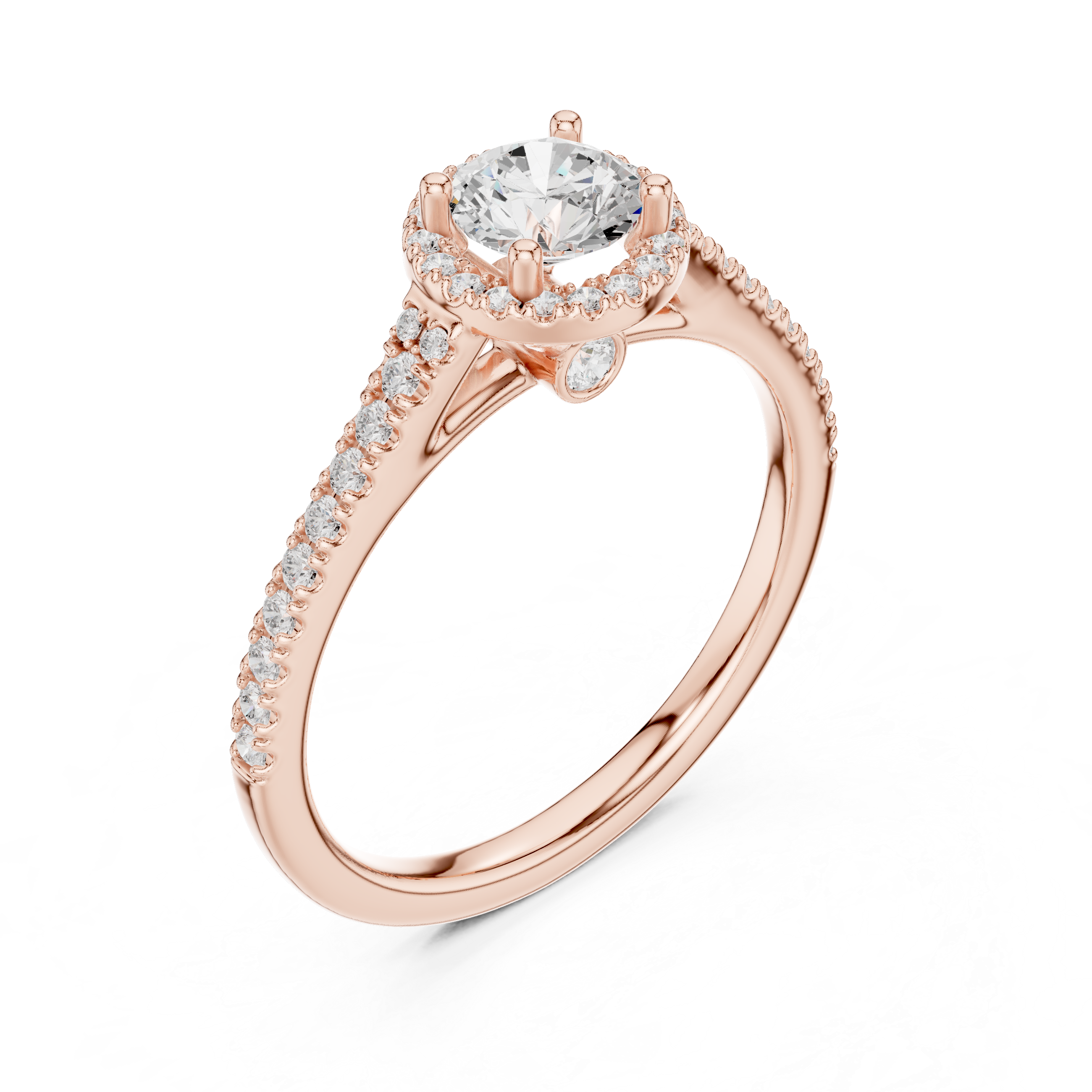 Gold 1Ct Halo Setting Classic Design Round Lab Grown Diamond Xandor Ring