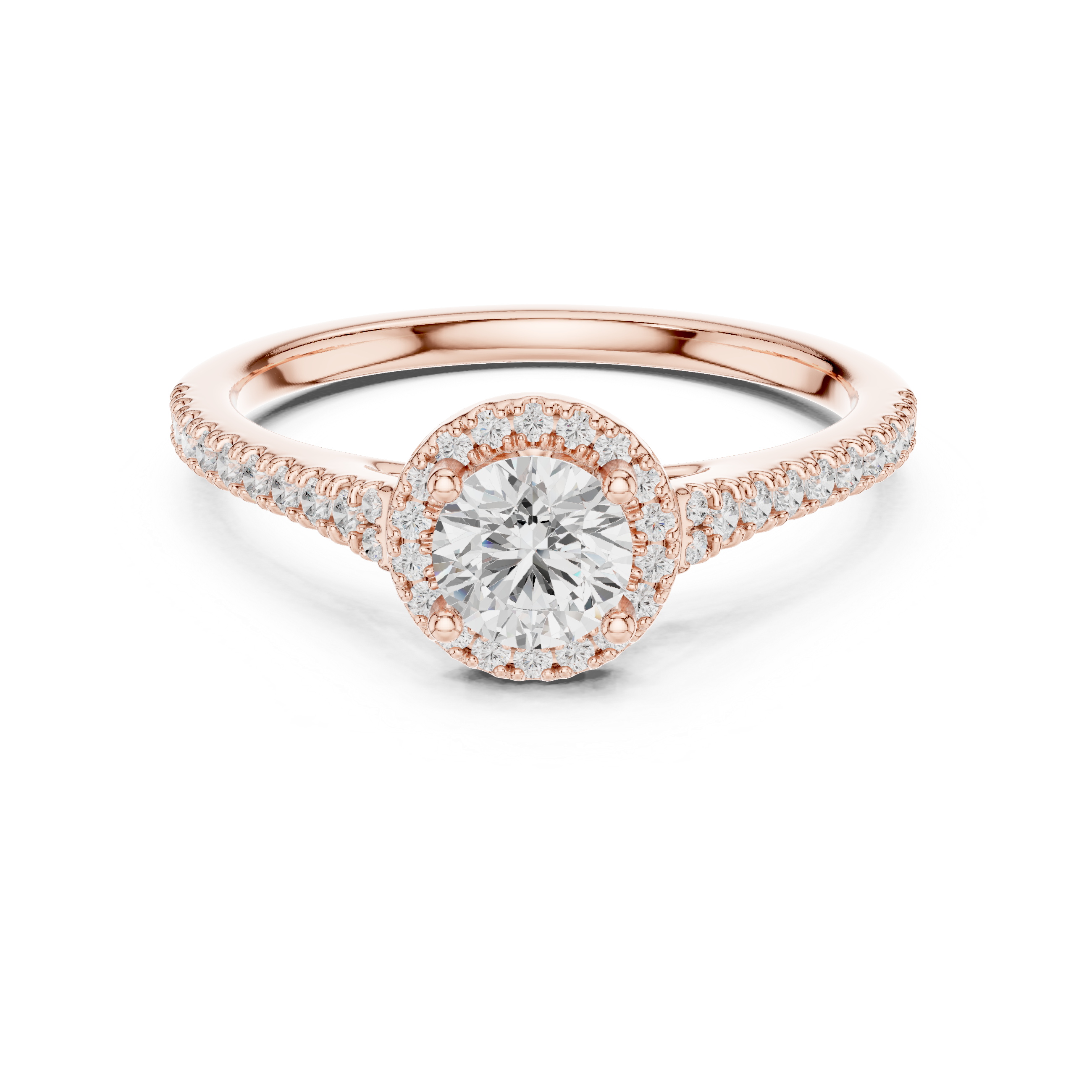 Gold 1Ct Halo Setting Classic Design Round Lab Grown Diamond Xandor Ring