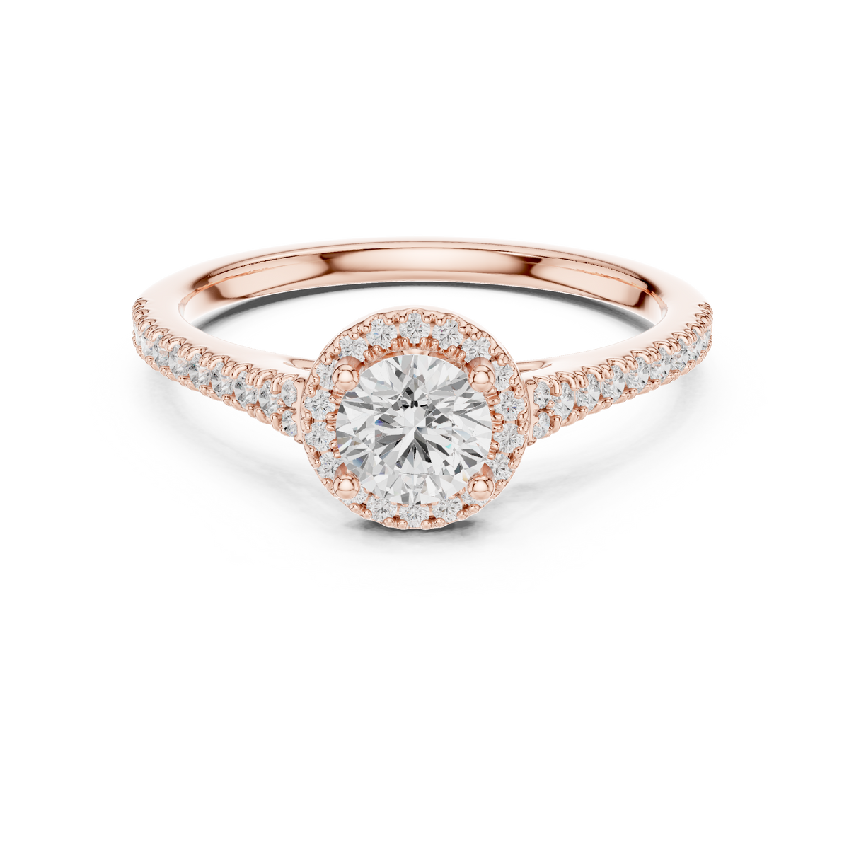 Gold 1Ct Halo Setting Classic Design Round Lab Grown Diamond Xandor Ring