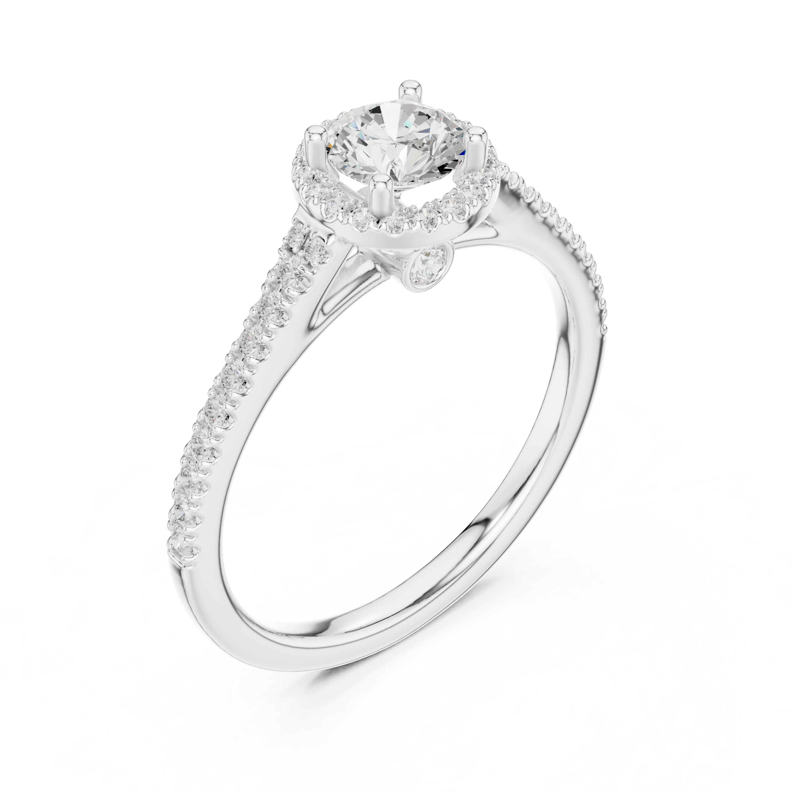Gold 1Ct Halo Setting Classic Design Round Lab Grown Diamond Xandor Ring