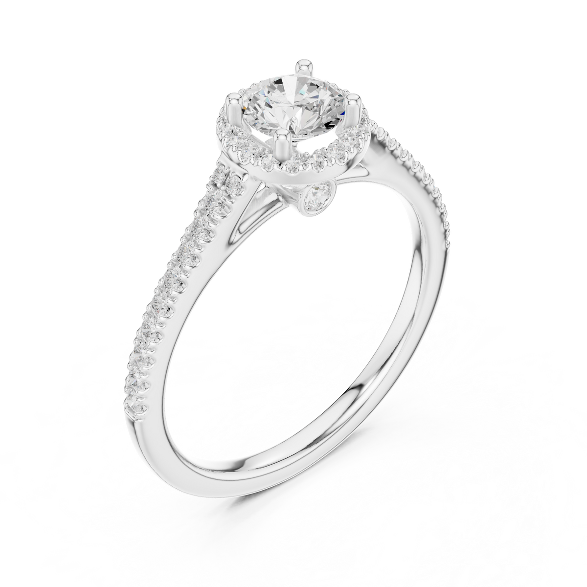 Gold 1Ct Halo Setting Classic Design Round Lab Grown Diamond Xandor Ring