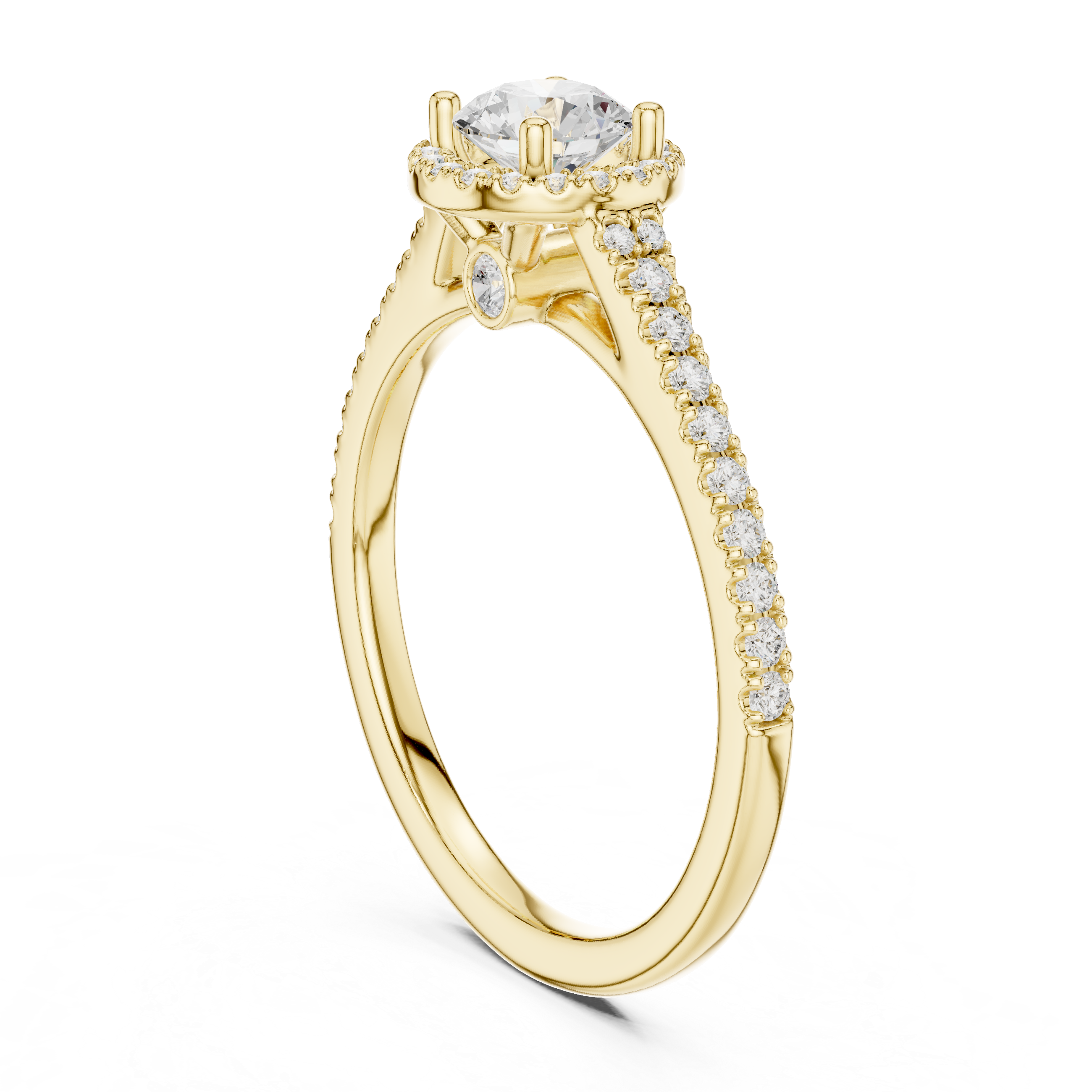 Gold 1Ct Halo Setting Classic Design Round Lab Grown Diamond Xandor Ring