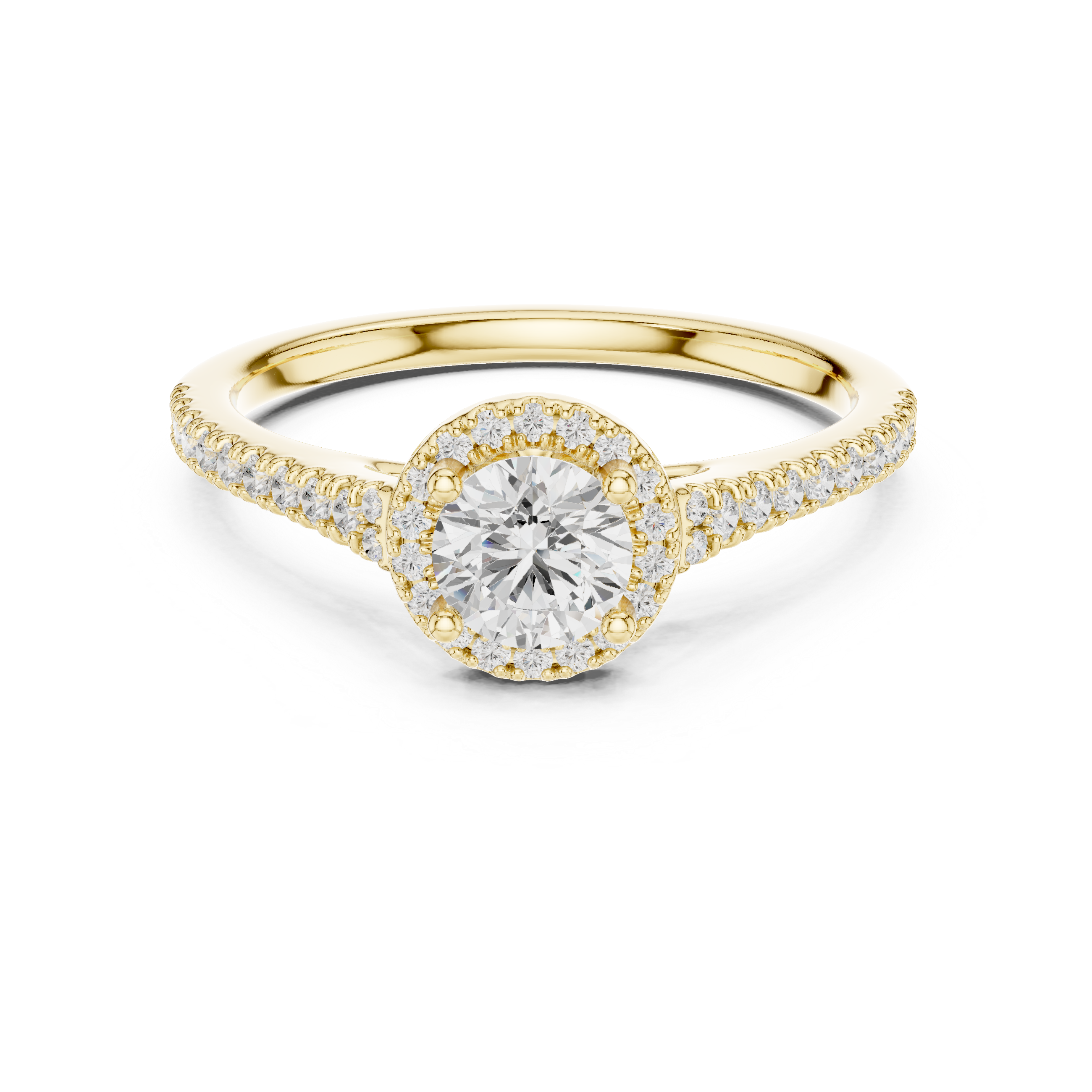 Gold 1Ct Halo Setting Classic Design Round Lab Grown Diamond Xandor Ring
