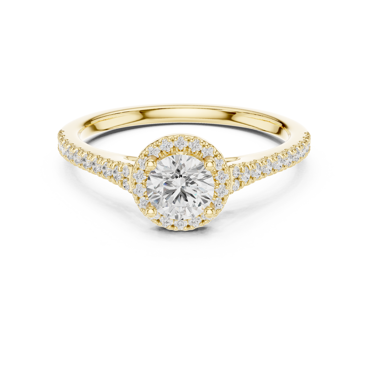 Gold 1Ct Halo Setting Classic Design Round Lab Grown Diamond Xandor Ring