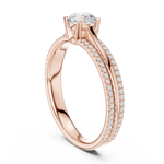 Gold 1Ct 4Prong Solitaire Round Pave Split Shank Lab Grown Diamond Kleon Ring