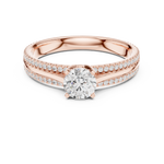 Gold 1Ct 4Prong Solitaire Round Pave Split Shank Lab Grown Diamond Kleon Ring