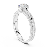 Gold 1Ct 4Prong Solitaire Round Pave Split Shank Lab Grown Diamond Kleon Ring