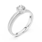 Gold 1Ct 4Prong Solitaire Round Pave Split Shank Lab Grown Diamond Kleon Ring