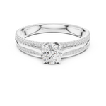 Gold 1Ct 4Prong Solitaire Round Pave Split Shank Lab Grown Diamond Kleon Ring