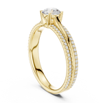 Gold 1Ct 4Prong Solitaire Round Pave Split Shank Lab Grown Diamond Kleon Ring