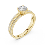 Gold 1Ct 4Prong Solitaire Round Pave Split Shank Lab Grown Diamond Kleon Ring