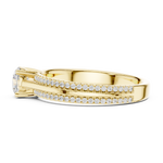 Gold 1Ct 4Prong Solitaire Round Pave Split Shank Lab Grown Diamond Kleon Ring