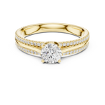 Gold 1Ct 4Prong Solitaire Round Pave Split Shank Lab Grown Diamond Kleon Ring