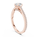 Gold 1Ct 4Prong Solitaire Round Pave Shank Lab Grown Diamond Philon Ring
