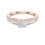 Gold 1Ct 4Prong Solitaire Round Pave Shank Lab Grown Diamond Philon Ring
