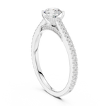 Gold 1Ct 4Prong Solitaire Round Pave Shank Lab Grown Diamond Philon Ring