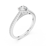 Gold 1Ct 4Prong Solitaire Round Pave Shank Lab Grown Diamond Philon Ring