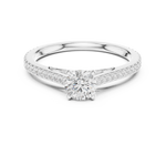 Gold 1Ct 4Prong Solitaire Round Pave Shank Lab Grown Diamond Philon Ring