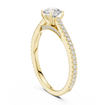 Gold 1Ct 4Prong Solitaire Round Pave Shank Lab Grown Diamond Philon Ring