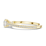 Gold 1Ct 4Prong Solitaire Round Pave Shank Lab Grown Diamond Philon Ring