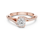 Gold 1Ct Solitaire Round Twisted Pave Lab Grown Diamond Timaeus Ring