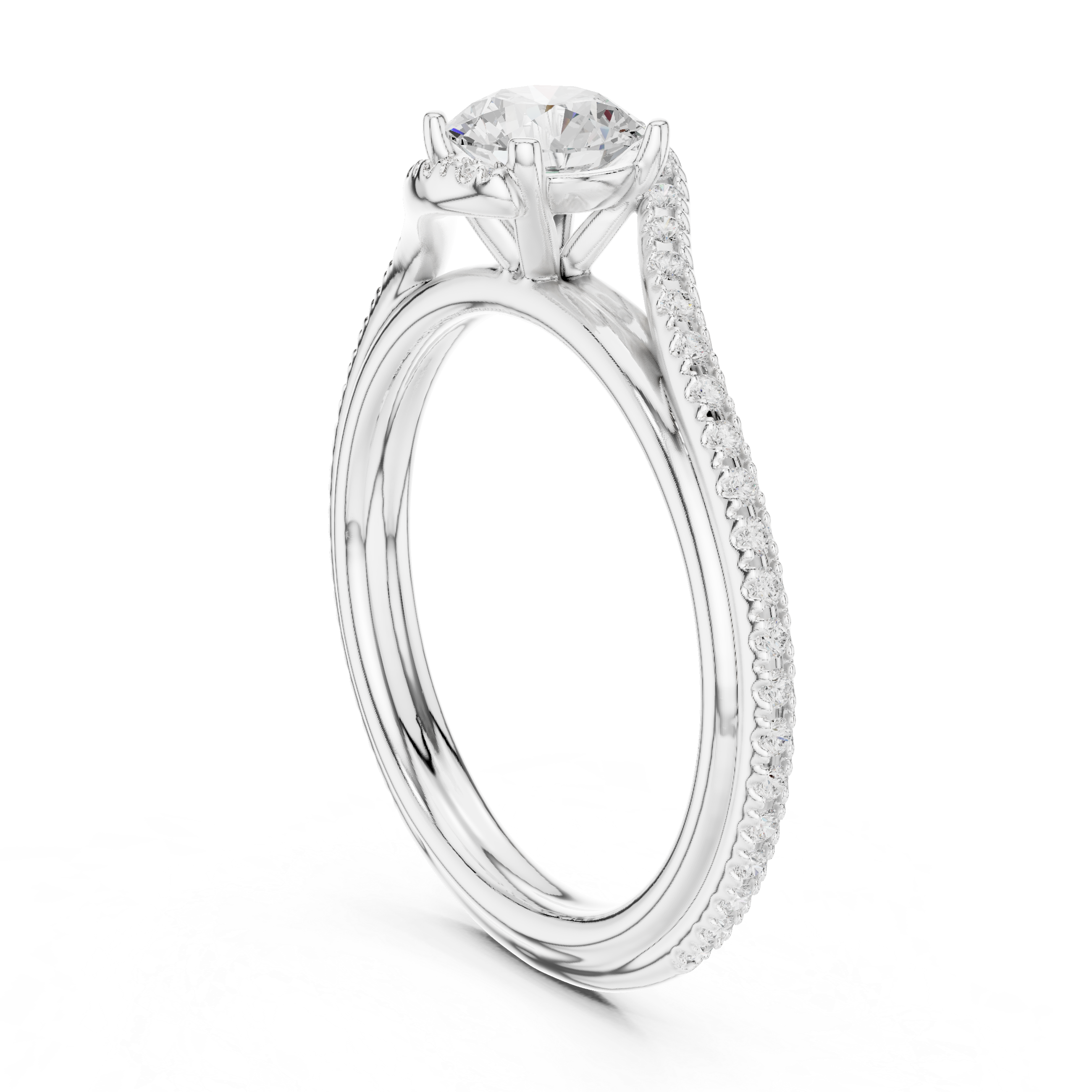 Gold 1Ct Solitaire Round Twisted Pave Lab Grown Diamond Timaeus Ring