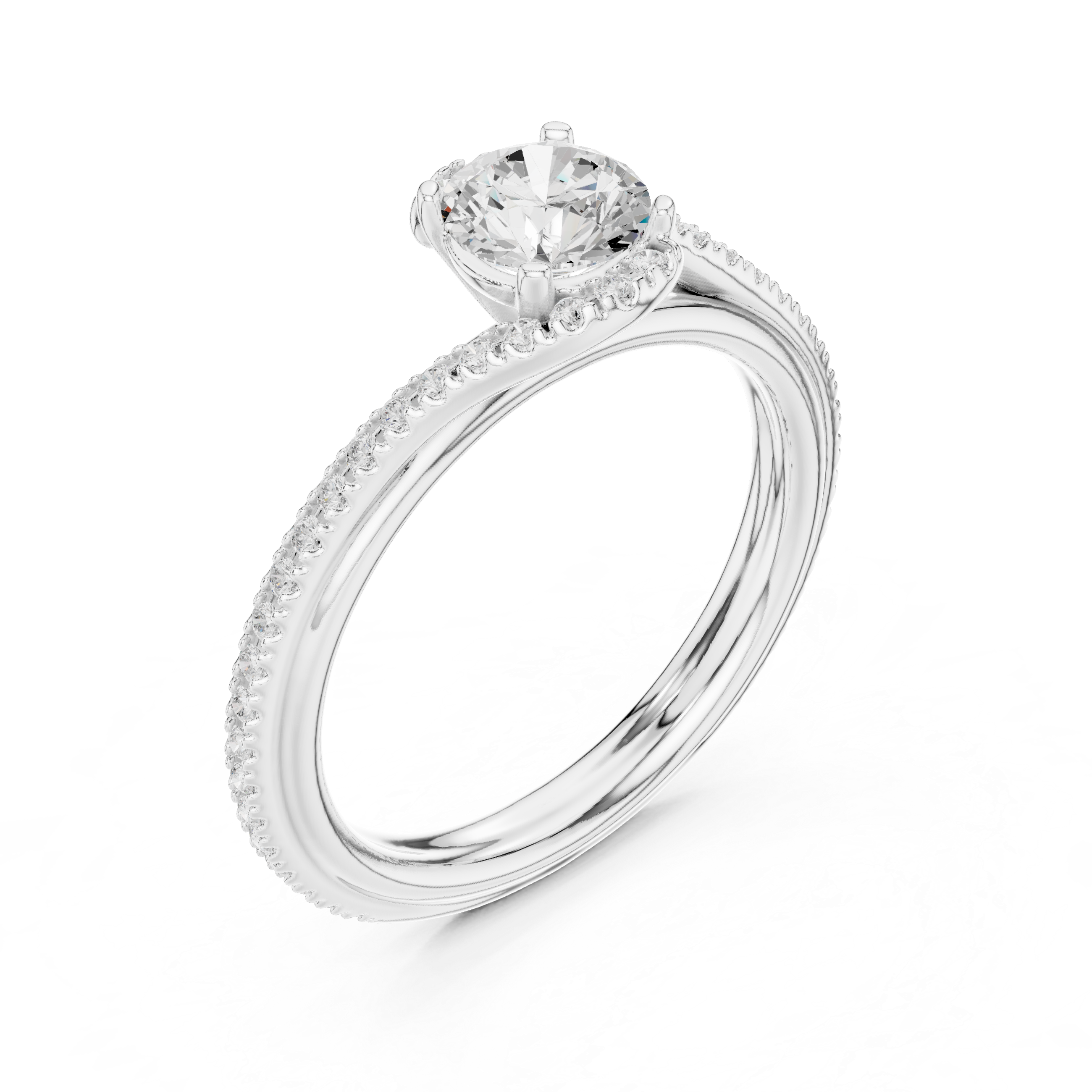 Gold 1Ct Solitaire Round Twisted Pave Lab Grown Diamond Timaeus Ring