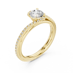 Gold 1Ct Solitaire Round Twisted Pave Lab Grown Diamond Timaeus Ring