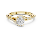 Gold 1Ct Solitaire Round Twisted Pave Lab Grown Diamond Timaeus Ring