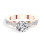 Rose Gold 2Ct Solitaire Side Stone Round Lab Grown Diamond Orlixa Ring