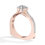 Rose Gold 2Ct Solitaire Side Stone Round Lab Grown Diamond Orlixa Ring