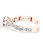 Rose Gold 2Ct Solitaire Side Stone Round Lab Grown Diamond Orlixa Ring