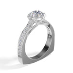 White Gold 2Ct Solitaire Side Stone Round Lab Grown Diamond Orlixa Ring
