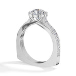 White Gold 2Ct Solitaire Side Stone Round Lab Grown Diamond Orlixa Ring