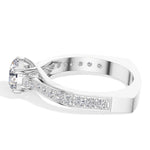 White Gold 2Ct Solitaire Side Stone Round Lab Grown Diamond Orlixa Ring