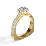 Yellow Gold 2Ct Solitaire Side Stone Round Lab Grown Diamond Orlixa Ring