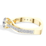 Yellow Gold 2Ct Solitaire Side Stone Round Lab Grown Diamond Orlixa Ring