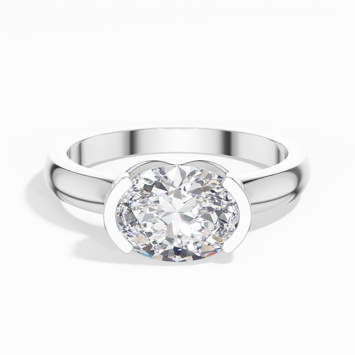 White Gold 2Ct Oval Solitaire Vs Vvs Ef Lab Grown Diamond Aurel Ring
